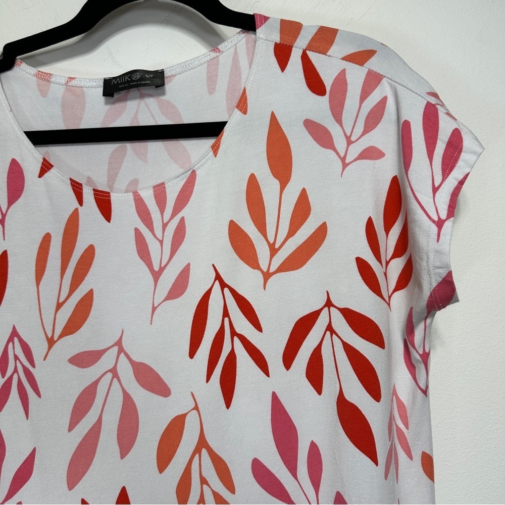 Miik Bamboo Floral Print Tunic Dress Relaxed Fit Short Sleeve Made in Canada - Picture 4 of 8
